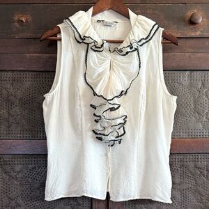 Vintage Sheer Silk ruffle Blouse